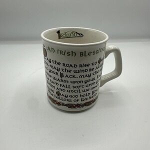 Double Sided Irish Toast Coffee Mug. Crazing In The Bottom.  Vintage